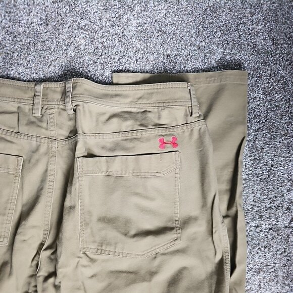 Under Armour Tan/Red Logo Kahki Mens Waist Size 40x32 Loose Fit Denim Jeans - Picture 2 of 12